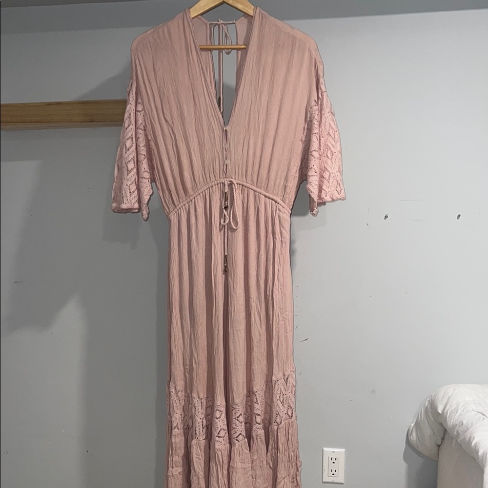 Free people Angela jumpsuit boho blush pink‎ lacy jumpsuit